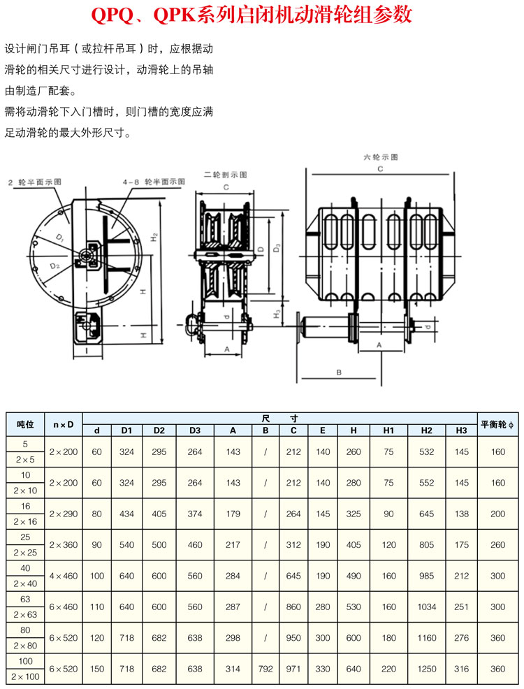 QPQ、QPK系列啟閉機動滑輪組